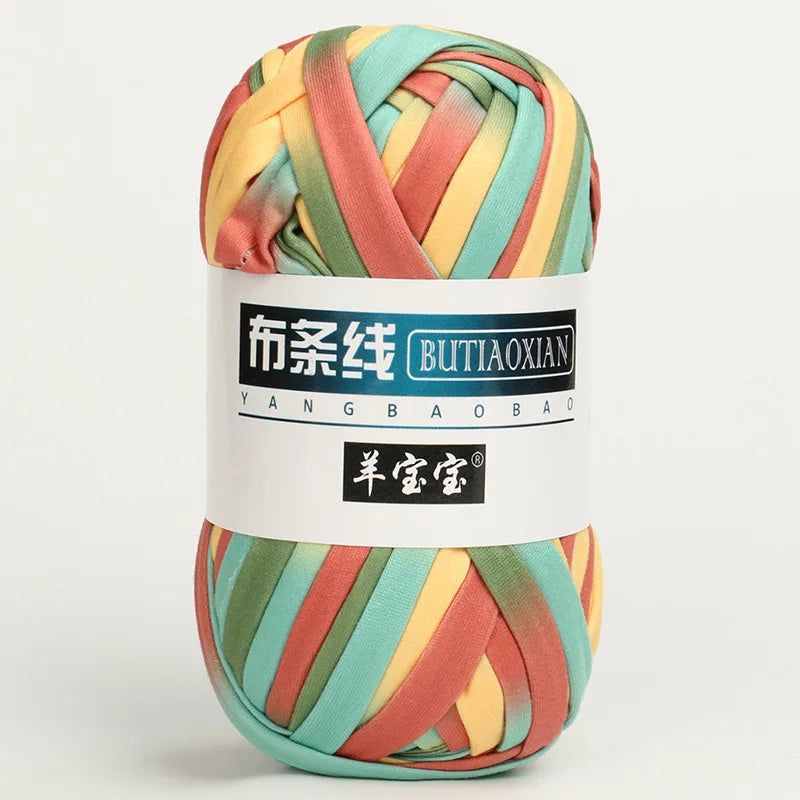100g T Shirt Knitting Yarn For Crochet Bag Hat Slippers Coaster Blanket Thread Soft Polyester Woven Yarn Thick Soft Cloth Yarn