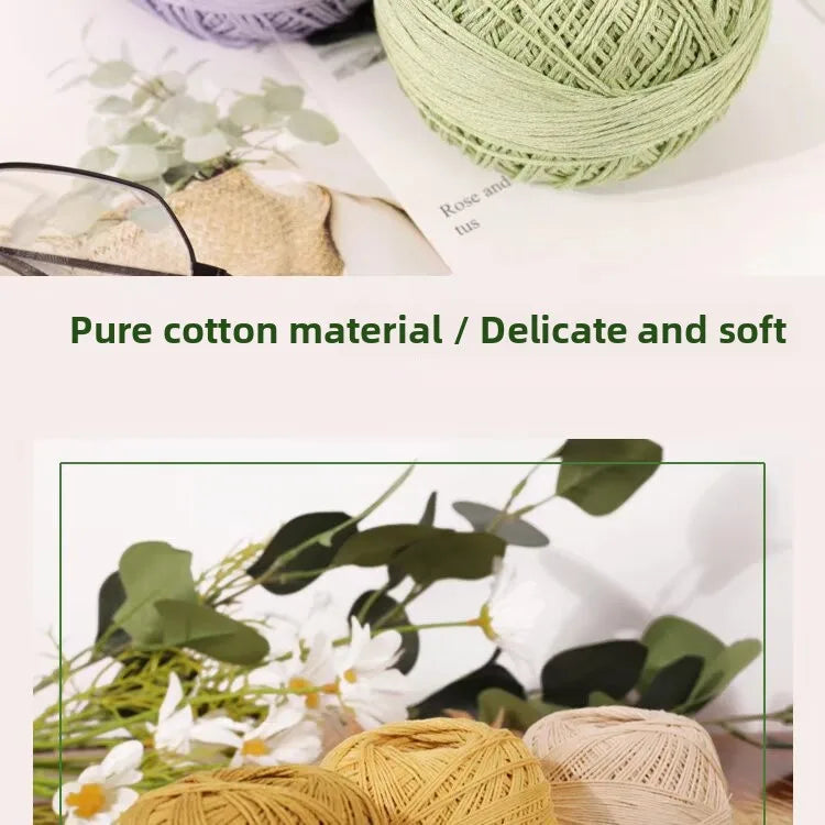 6-Strand Cotton Linen Lace Yarn Handmade Crochet Thread Medium Fine Hooking DIY Material Kit Children's Sweater Crochet Needl...