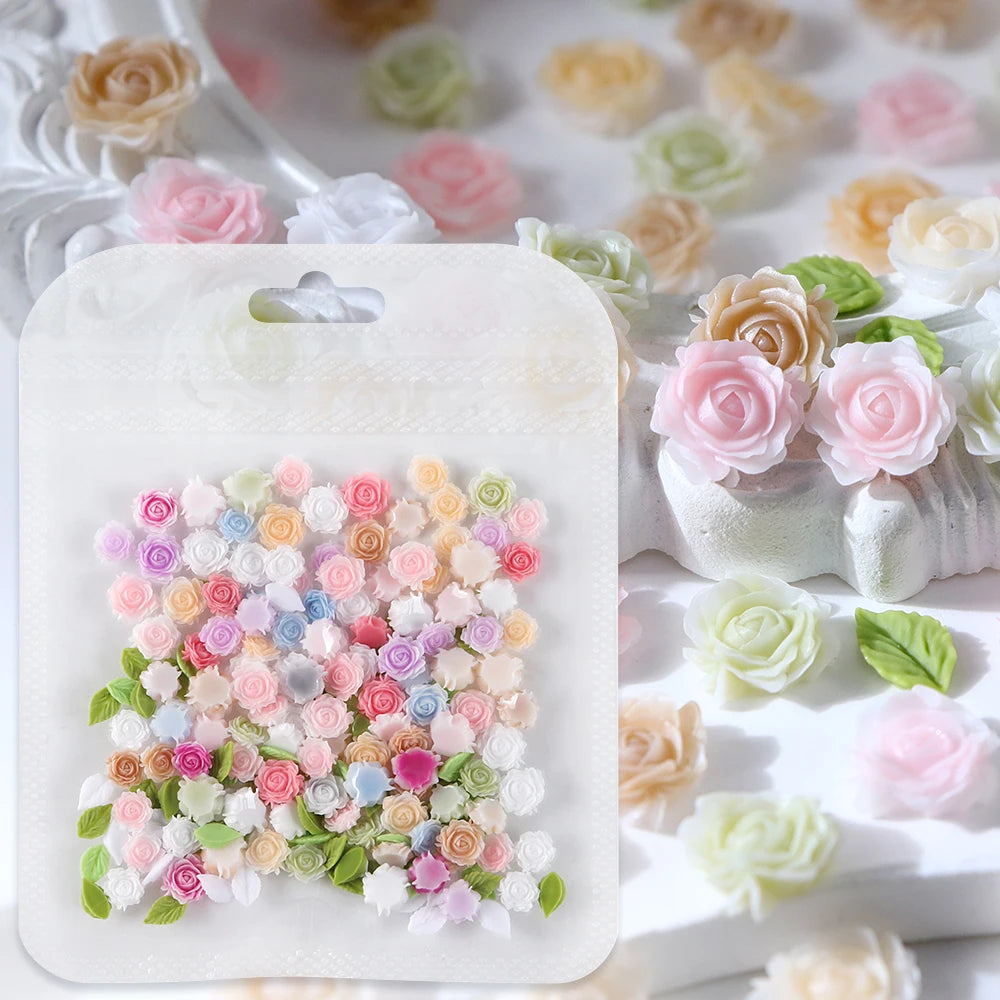 100 pcs/bag Mix Epoxy Rose Flower Resin Filling Accessories 3D Multicolor Rose Flowers Spring DIY Jewelry Crafts Making Supplies