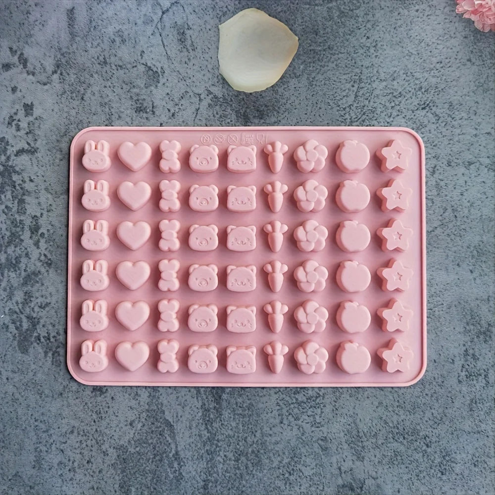 Gummy Bear Molds,Candy Molds,Fondant Chocolate Candy Silicone Mold,With 1 Droppers, Including Rabbit ,Carrot,Stick,Heart