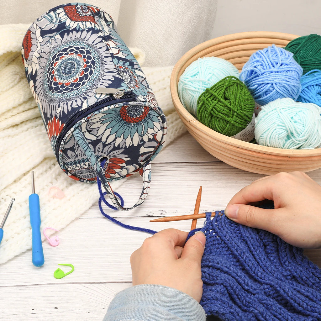 Hot New Small Yarn Storage Bag Empty Flower Knitting Tote Bag Waterproof Crochet Hooks Bag For Sewing Accessories Tools Gift