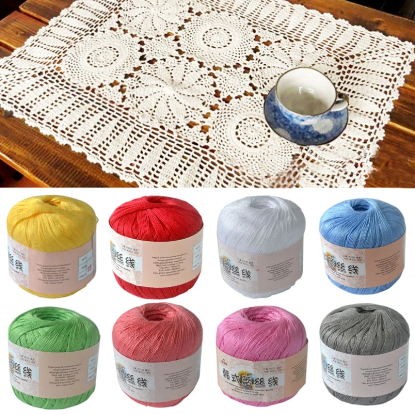 50g /roll 0.8mm Lace Thread Crochet Cotton Yarn Handmade DIY Line Fine Wool for Knitted Woven Sewing Accessories