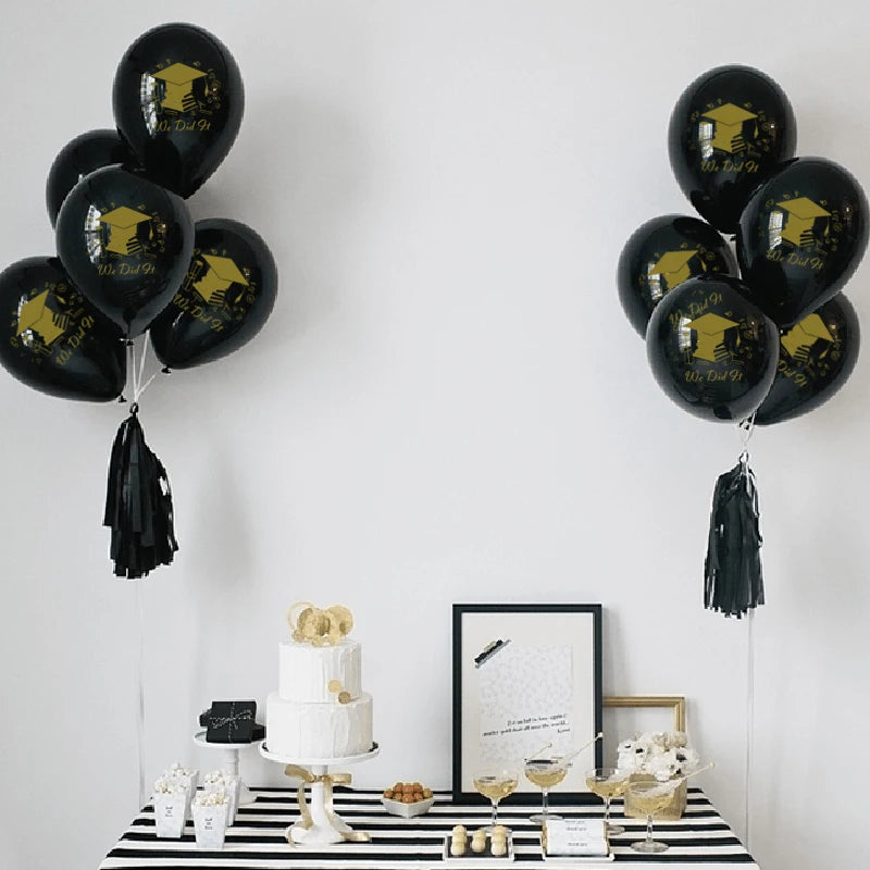 10Pcs We Did it Bachelors Cap Balloon Latex Graduation Decorations Class Of 2023 Graduation Party Congratulation Decor