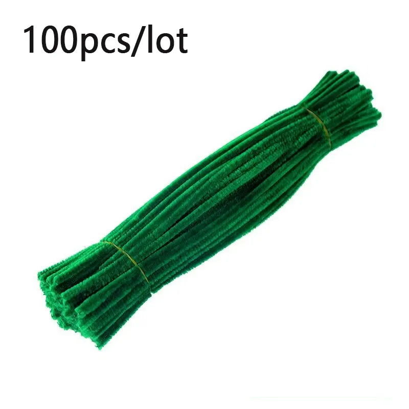 100pcs Colorful Chenille Stems Stick Toys DIY Strips for Simulation Flowers Christmas Tree Handmade Kids Educational Toys DIY