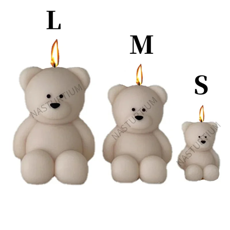 S，M，L Size Bear Silicone Candle Mold 3D Smiling Fat Bear Craft Plaster Resin Mold Handmade Soap Candle Making Supplies Home Gift