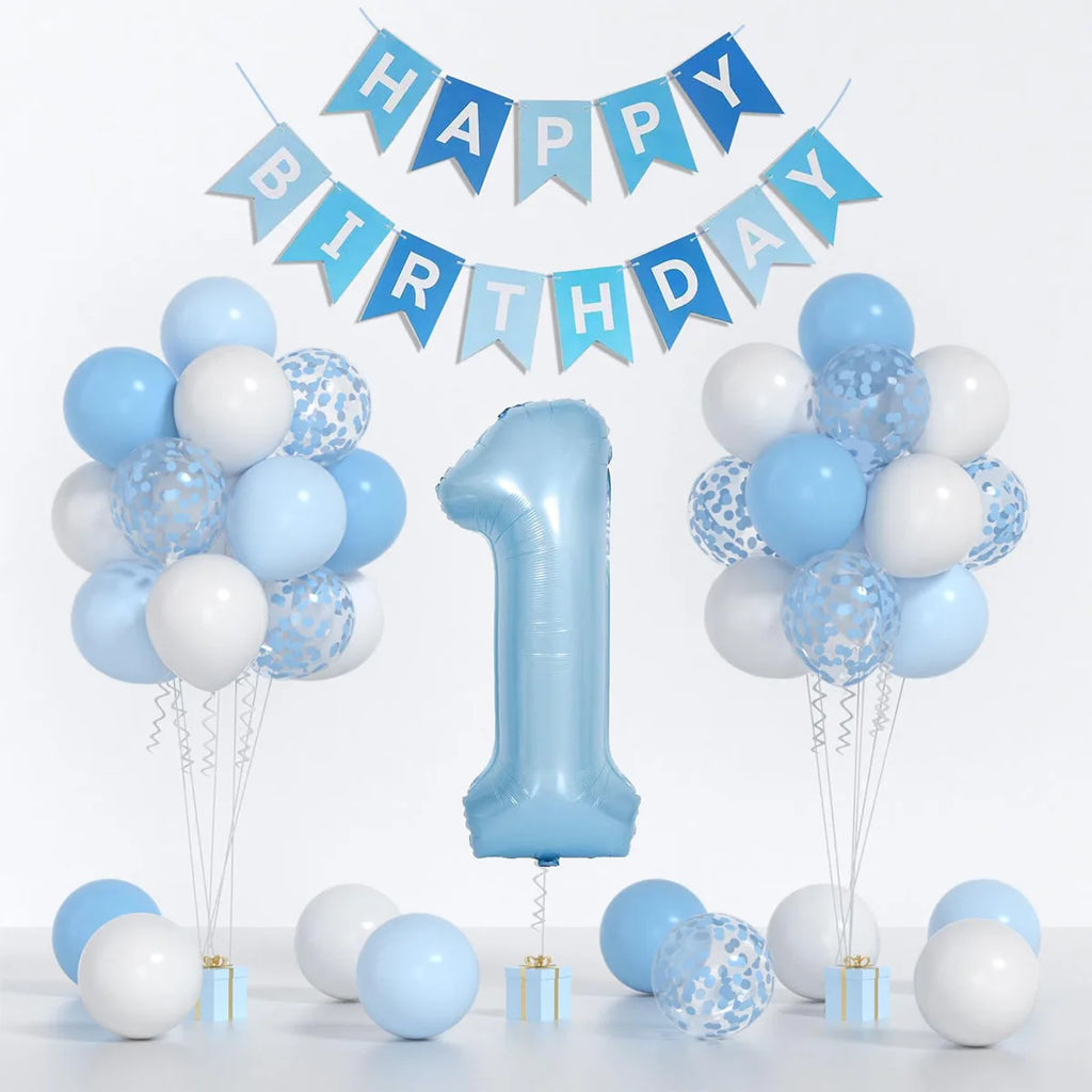 Blue 1 year old Balloon Happy 1st Birthday Party Decor Kids Girls Birthday Party Favors Gift Supplies Baby Shower Latex Balloons