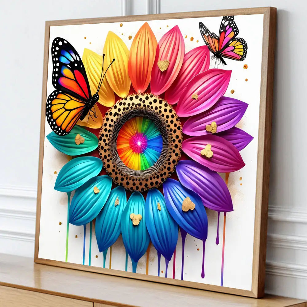 Cross Stitching Sets Sunflower Part Beads Embroidery Butterfly Craft Threads 11CT Printed Canvas Diy Kit Adults Wall Decoration