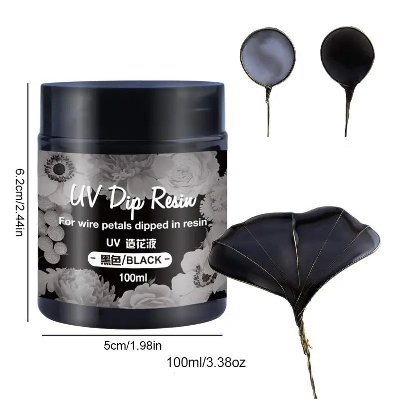 100ml UV DIP Resin Glue For Wire Flowers Colorful Liquid High Gloss Ultraviolet Curing Crystal UV Glue Jewelry Making