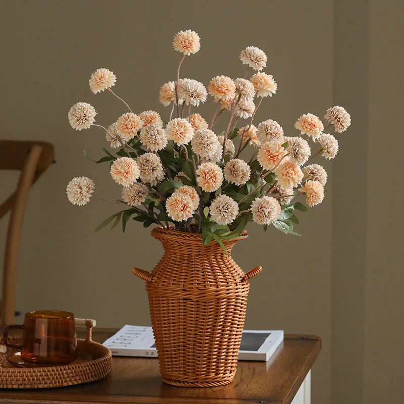 10 pcs Dandelion Artificial Flower Wedding  5 Head Fake Flowers Small Thorn Ball Home Decoration Bouquet Valentine's Day