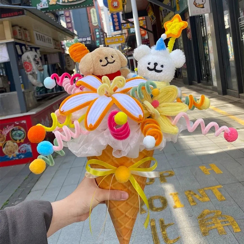 100Pcs Colorful Chenille Stems Pipe Cleaners Plush Tinsel Stem Wired Twist Sticks DIY Hair Flowers Kids Toys Handmade Craft Gift