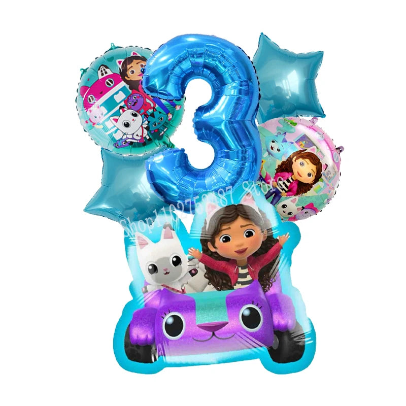 Gabby Dollhouses Birthday Balloons Girls New Anime Digit 1-10 Party Decoration Baby Shower Gender Reveal Ballons Kids Toys Gift