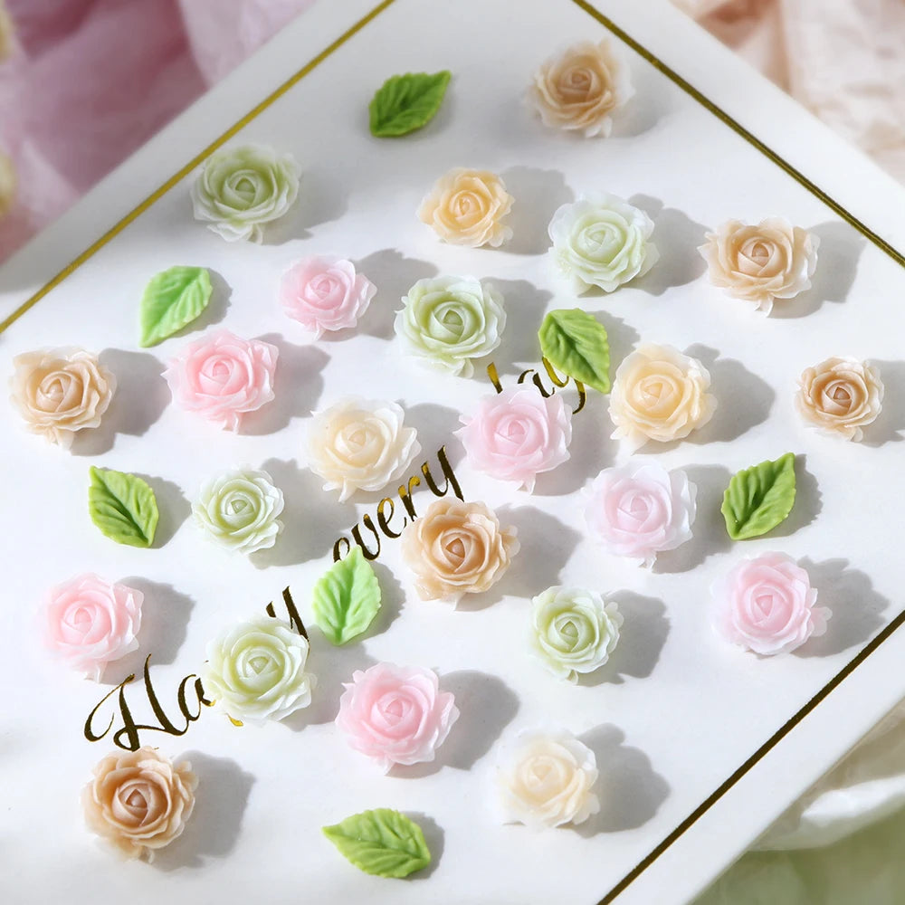 100 pcs/bag Mix Epoxy Rose Flower Resin Filling Accessories 3D Multicolor Rose Flowers Spring DIY Jewelry Crafts Making Supplies