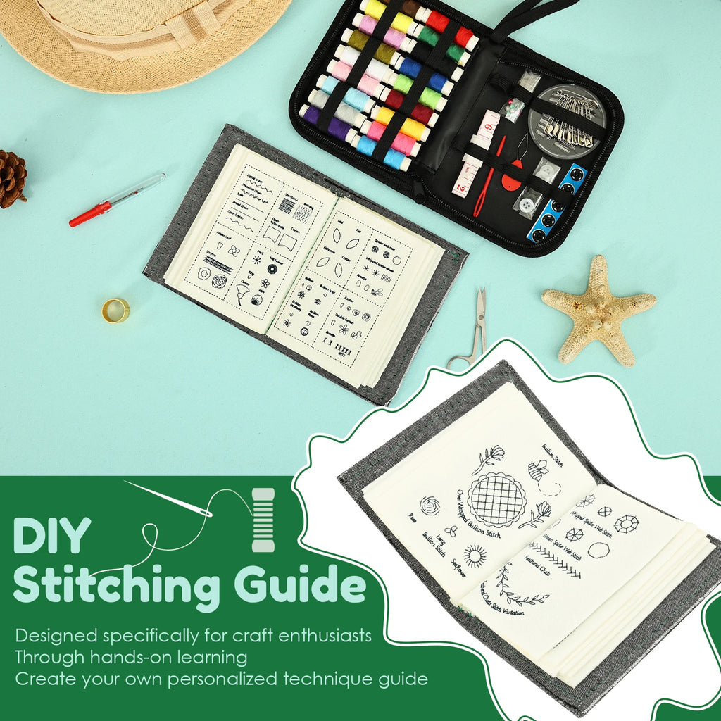 Embroidery Stitch Book DIY Stitch Practice Kit Beginner Embroidery Learning Book Multifunctional Needle Thread Hand Sewing Tool