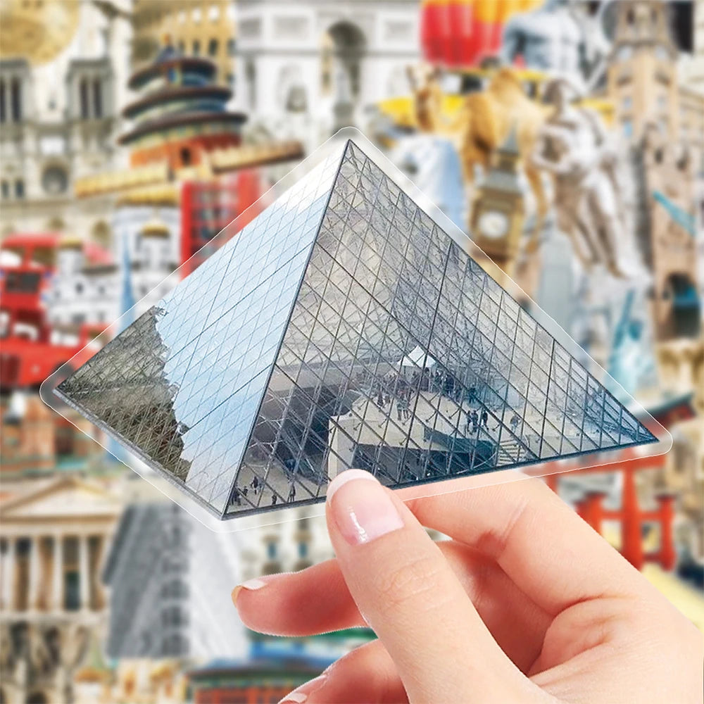 10/30/50pcs Transparent Mix World Famous Building Stickers Aesthetic Travel Landmark Decal Waterproof Graffiti Phone Suitcase