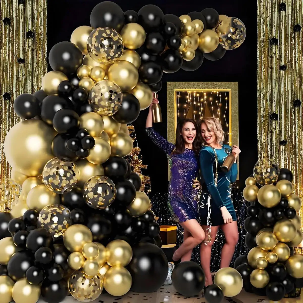 12Inch/10Inch Latex Balls, Black and Gold Balloons, Suitable for Birthday Decorations, Wedding Decorations, Holiday Decorations, Anniversary Atmosphere Arrangements