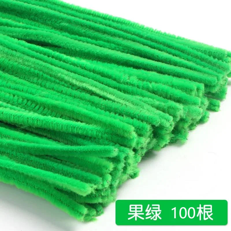 100pcs 30cm Chenille Stems Stick Cleaners Kids Educational Toys Handmade Colorful Chenille Stems Pipe for DIY Craft Supplies