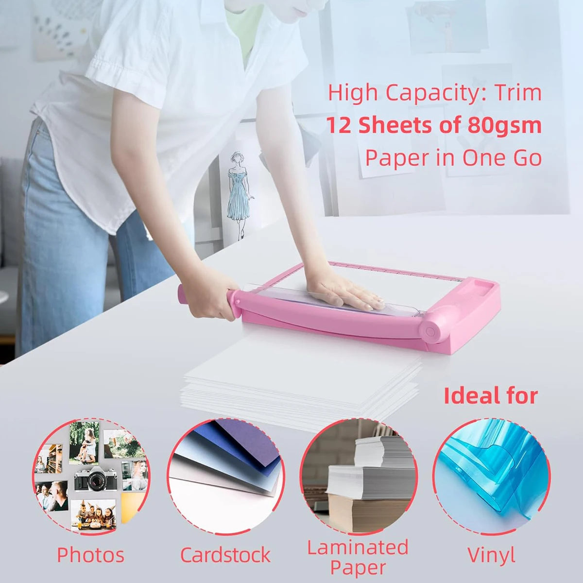 1pc paper cutter, 12 inches heavy duty paper cutter for photos, office, classroom, studio