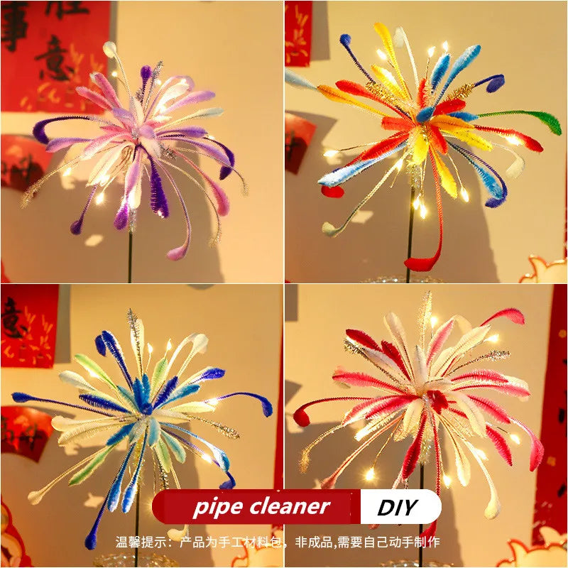 100Pcs Colorful Chenille Stems Pipe Cleaners Plush Tinsel Stem Wired Twist Sticks DIY Hair Flowers Kids Toys Handmade Craft Gift