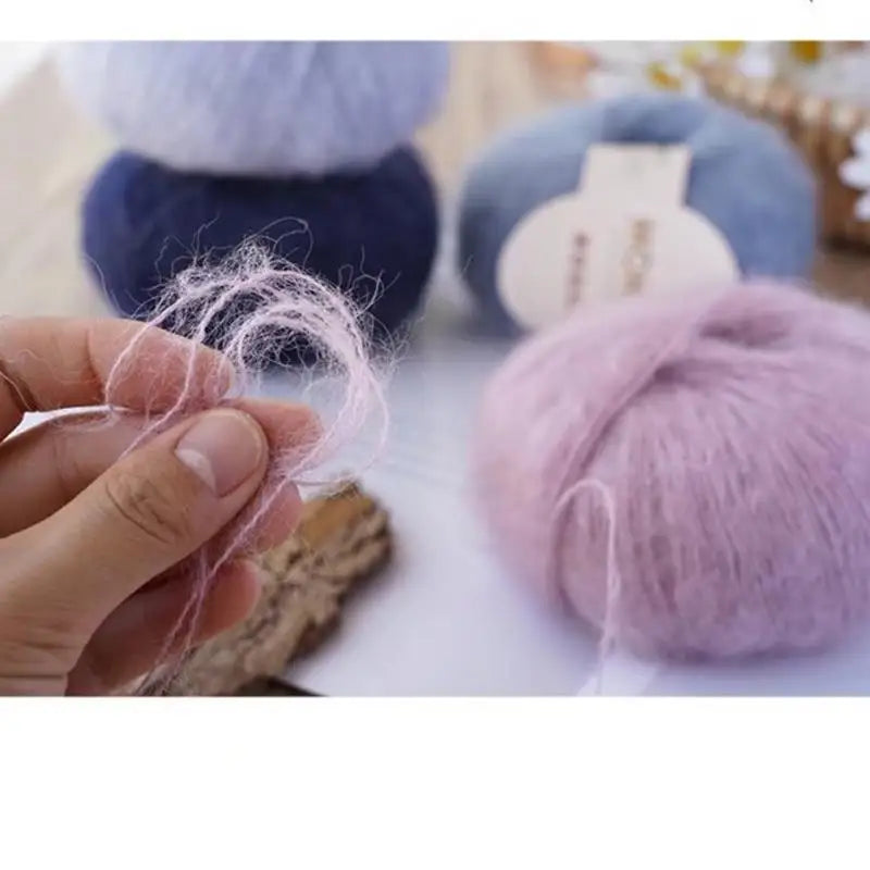 25g/Roll Soft Wool Knitting Cashmere Long Thin Yarn Roll Mohair Yarn DIY Hand Crochet Soft Mohair Cashmere Wool Knitting Yarn