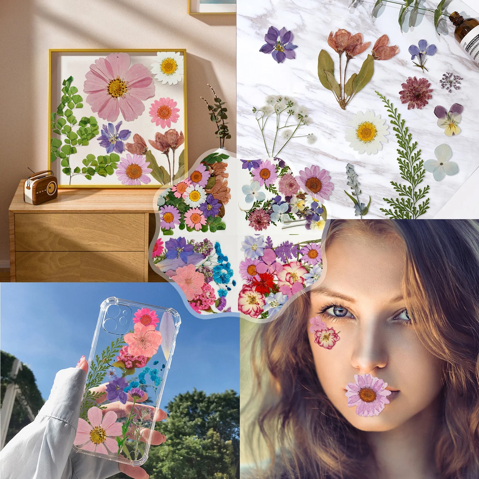 90Pcs Dried Pressed Flowers for Resin Molds Colorful Real Pressed Flowers Natural Dry Pressed Flowers Beautiful Dried Flower DIY