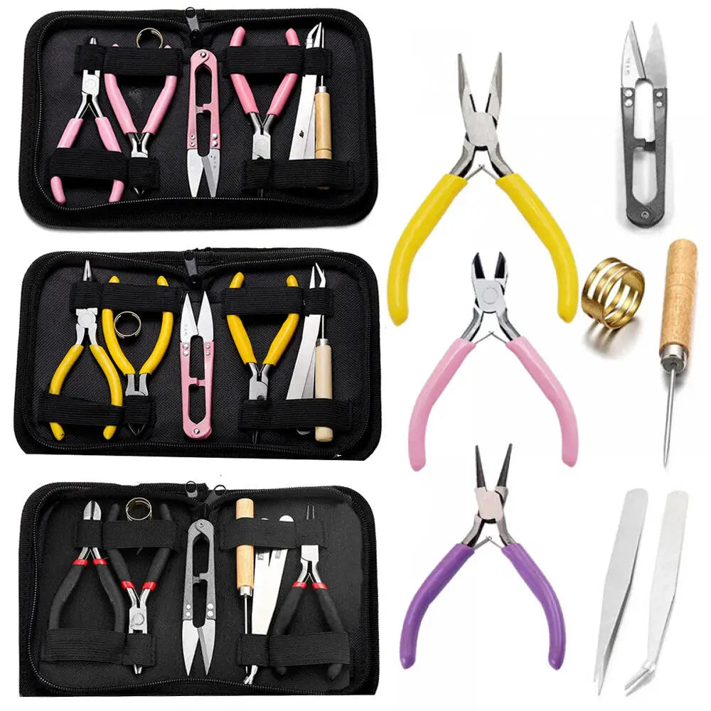 1 Pack Jewelry Making Supplies Kits with Jewelry Pliers Jump Ring Opener Awl Thread Scissors Helping Hands for Jewelry Repair