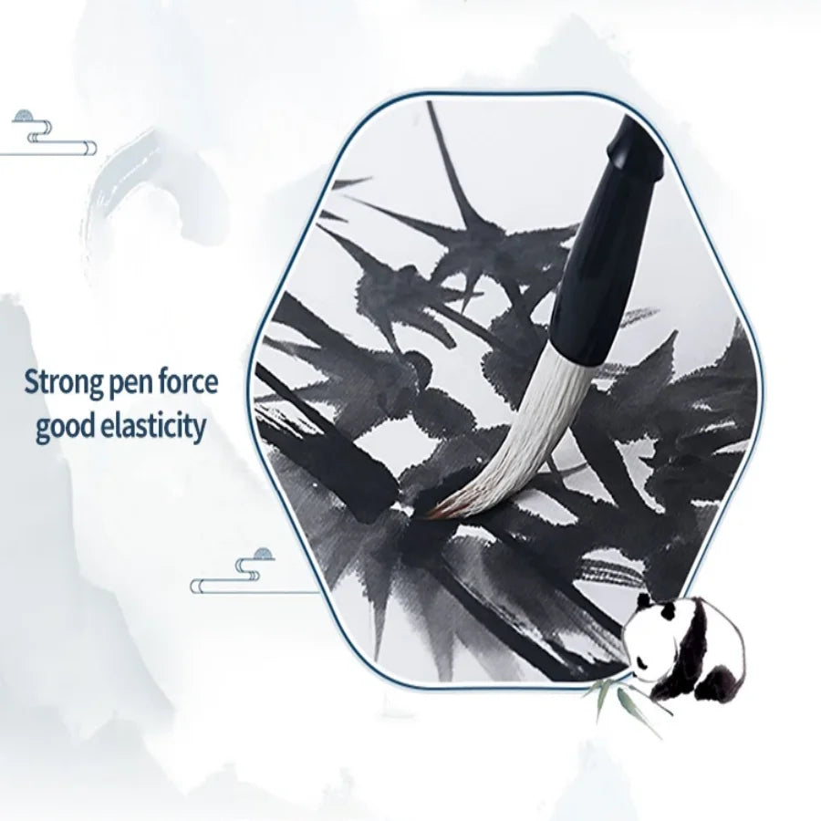 3Pcs Wood Writing Brushes Weasel Wool Hair Chinese Traditional Calligraphy Brush Set for Painting Pottery Ceramic Clay Writing