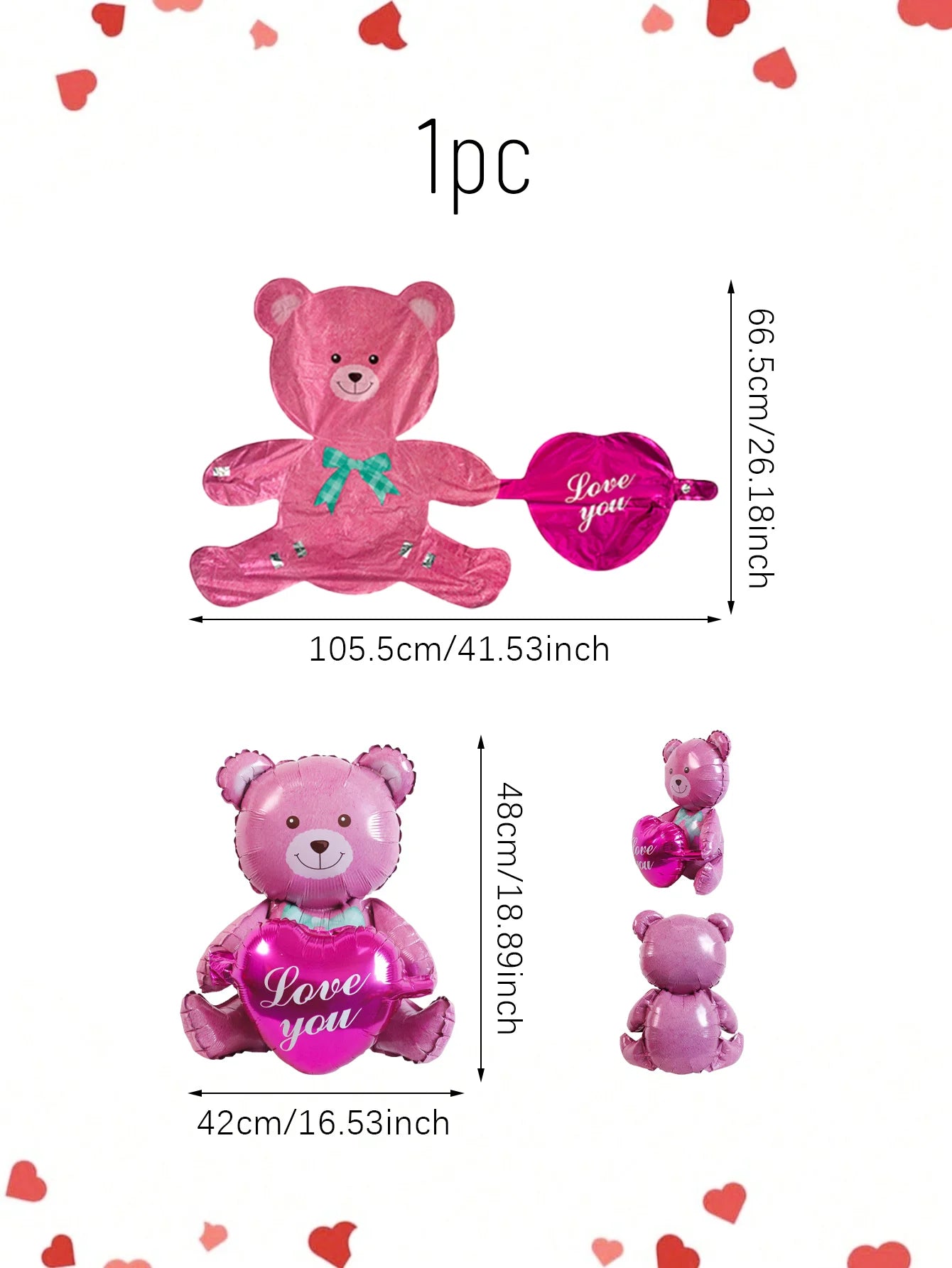 1/3 pcs teddy bear holding a heart-shaped balloon,suitable for Valentine's Day,birthdays, proposals,weddings,and anniversaries.