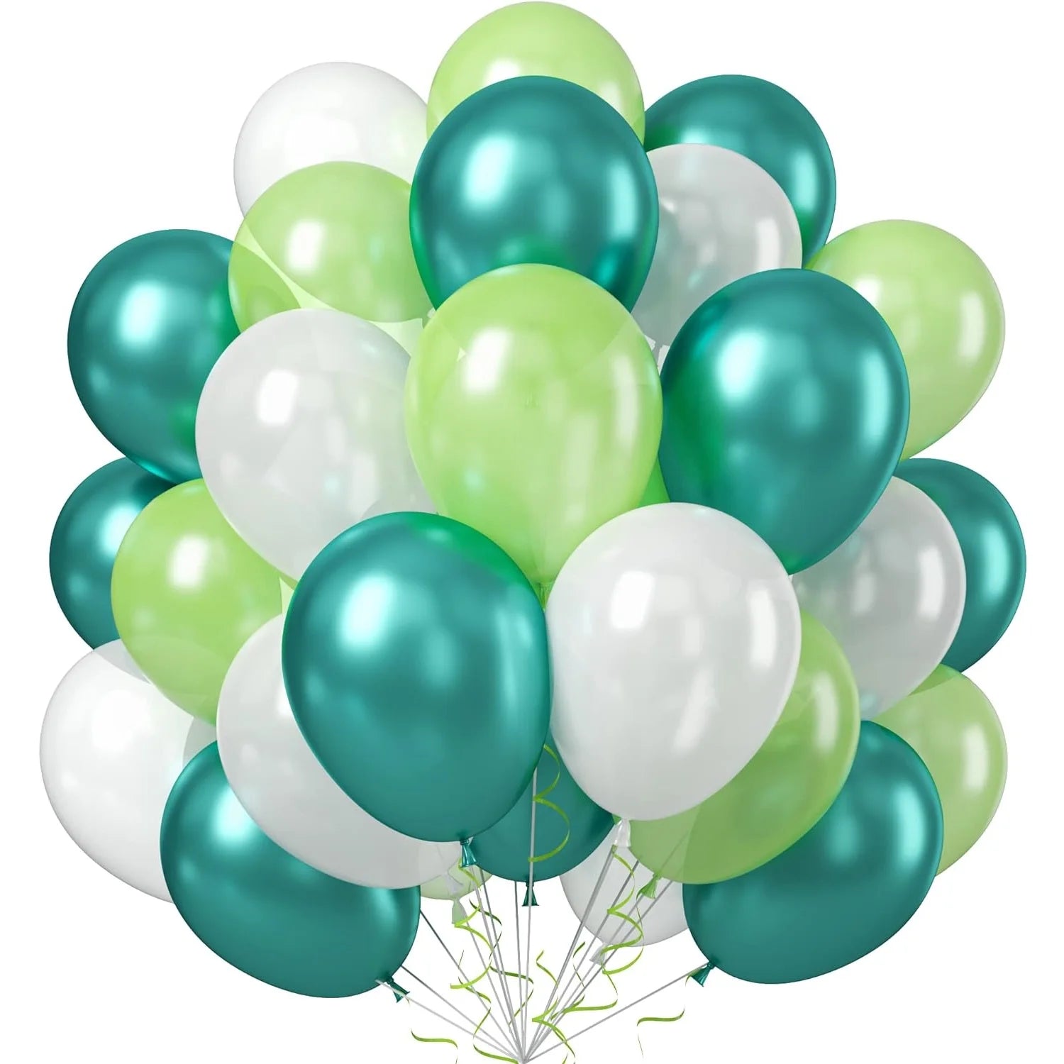 52PCS Blue and Orange Latex Party Balloons Set for Birthday Decoration Supply with Strip and Ribbon