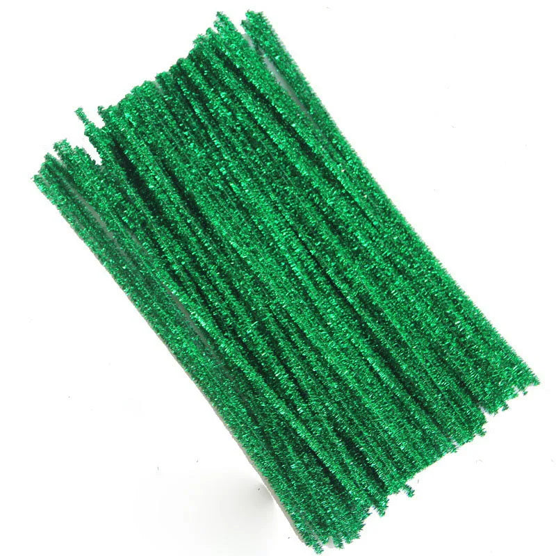 100pcs Glitter Chenille Stems Pipe Cleaners Plush Tinsel Stems Wired Sticks For Kids Educational Handmade Craft Toys Supplies