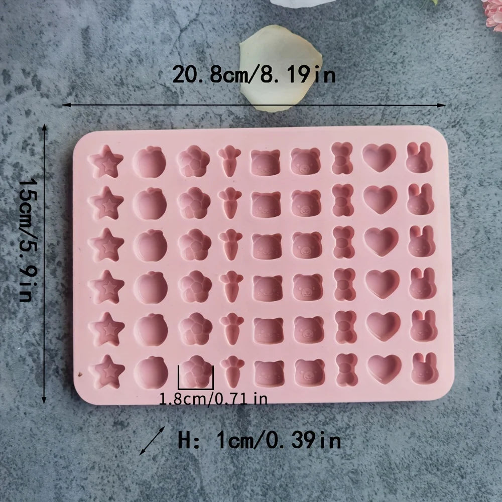 Gummy Bear Molds,Candy Molds,Fondant Chocolate Candy Silicone Mold,With 1 Droppers, Including Rabbit ,Carrot,Stick,Heart