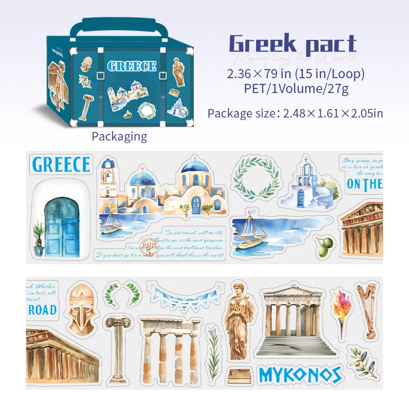 60mm*2m PET Tapes World Travel DIY Scrapbooking Decor Photo Album Collage Junk Journal Materials Aesthetics Stickers