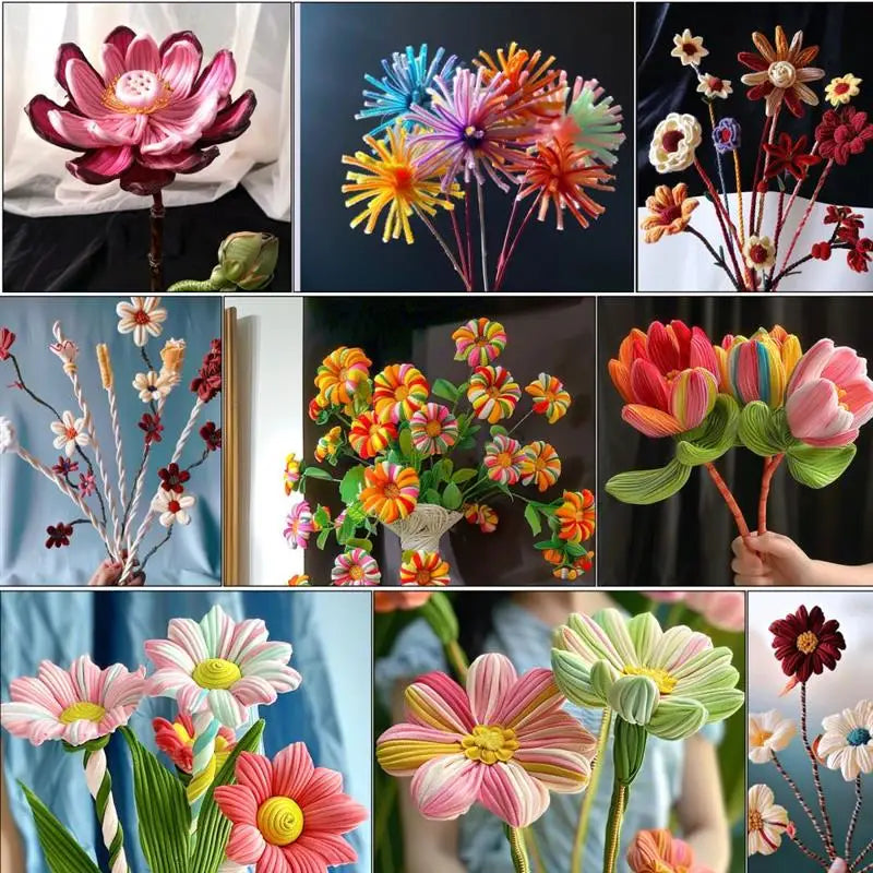 100pcs Chenille Stems Toys DIY Strips Twist Bar Anvil Wire Craft Pipe Creative Hobby Children Plush Stick Chenille Sticks