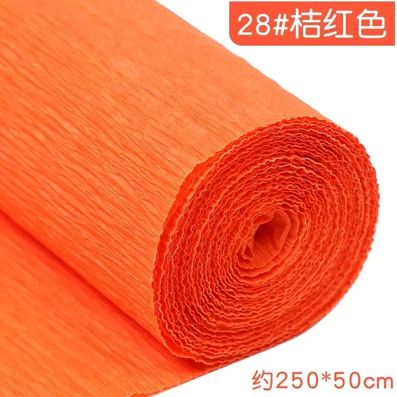 1Pcs 50x250cm Colored Crepe Paper Craft DIY Flowers Decoration Gift Wrapping Paper Craft Roll Origami Handmade Crinkled Paper