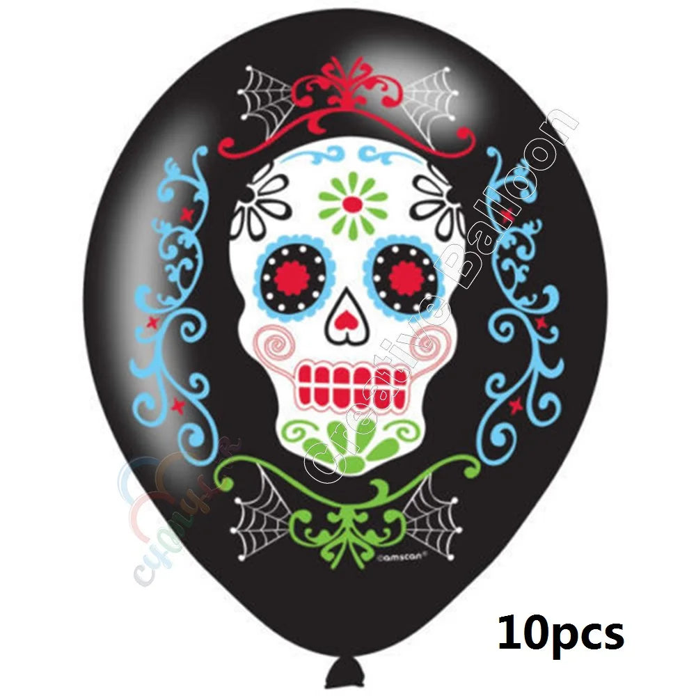 Mexican Day of the Dead Balloon, Skull Latex Balloon,10pcs