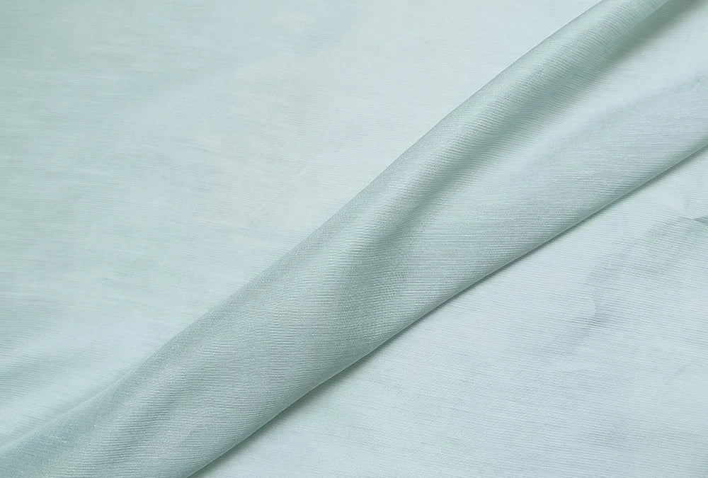 Silk Linen Fabric 54'' Wide By Meter Elegant Cyan Color Slubbed Silk Flax Material Soft Summer