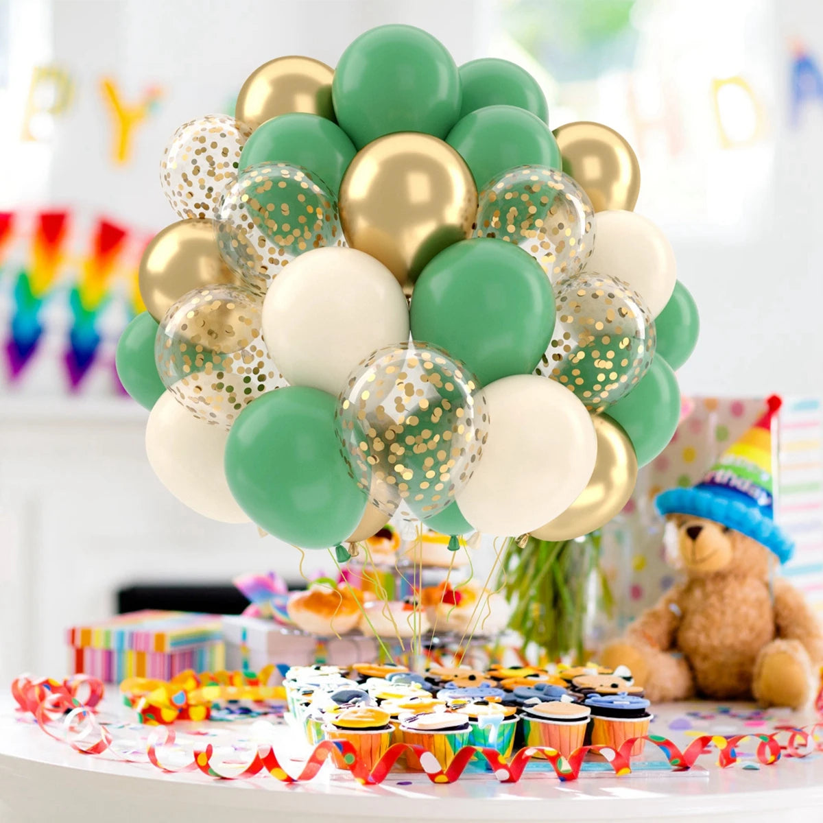 31/36/37/51/101Pcs Metallic Balloons Pearl Latex Balloon Gold Confetti Balloons for Birthday Weddings Baby Shower Party Decor