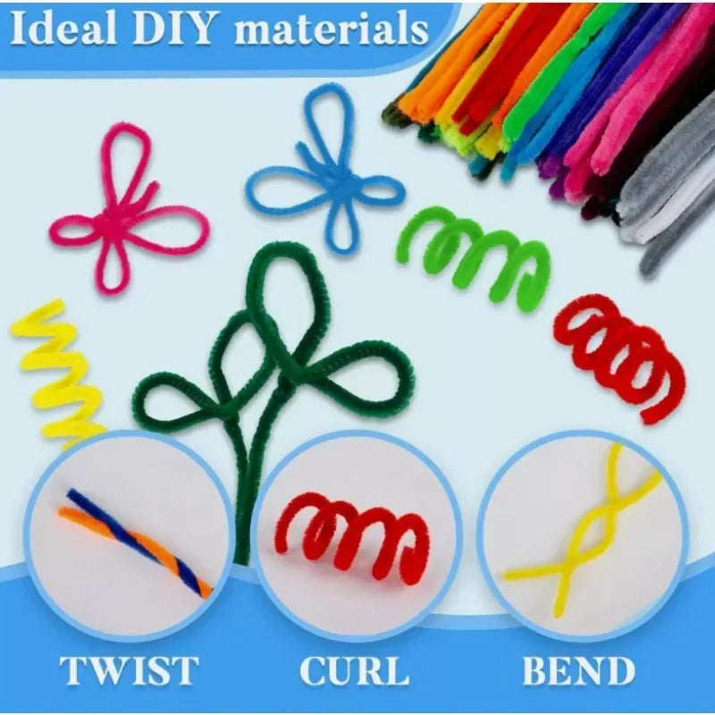 Wholesale Colorful Chenille Stems Pipe Cleaners Plush Tinsel Stem Wired Sticks Twist Stick Hair Strip DIY Craft Educational Toys
