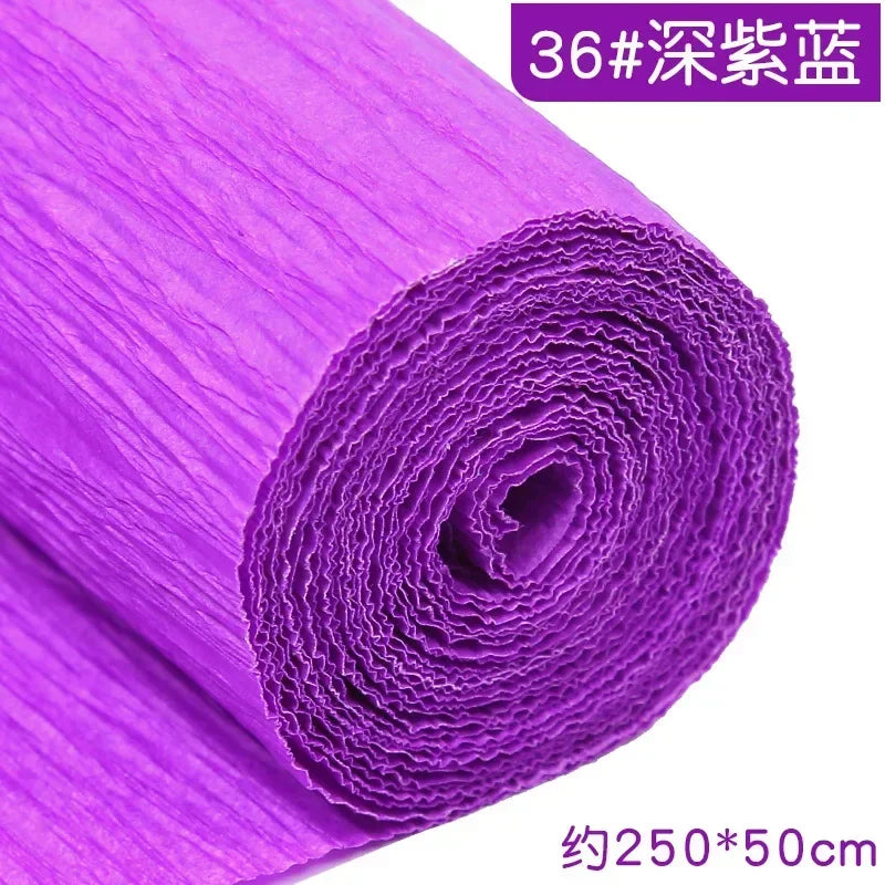 1Pcs 50x250cm Colored Crepe Paper Craft DIY Flowers Decoration Gift Wrapping Paper Craft Roll Origami Handmade Crinkled Paper