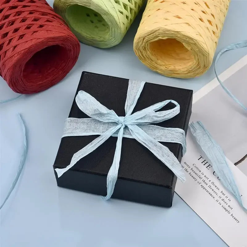 100M Natural Raffia Straw Yarn for Knitting Crocheting Paper Threads Friendly Paper Yarn DIY Handmade Summer Sunhat Beach Bag