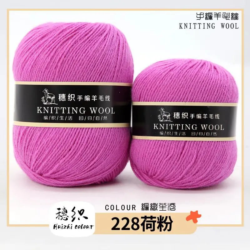 Hand Knitted Four-Ply Wool Yarn Medium Fine for Sweater Scarf Hat Pure Color Wool Yarn Spun Yarn from Hebei Mainly for Hand K...