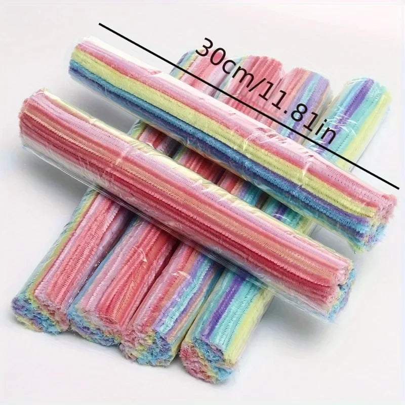 Colorful Chenille Stems Pipe Cleaners Plush Tinsel Stem Wired Sticks Twist Stick Hair Strip DIY Craft Educational Toys Wholesale