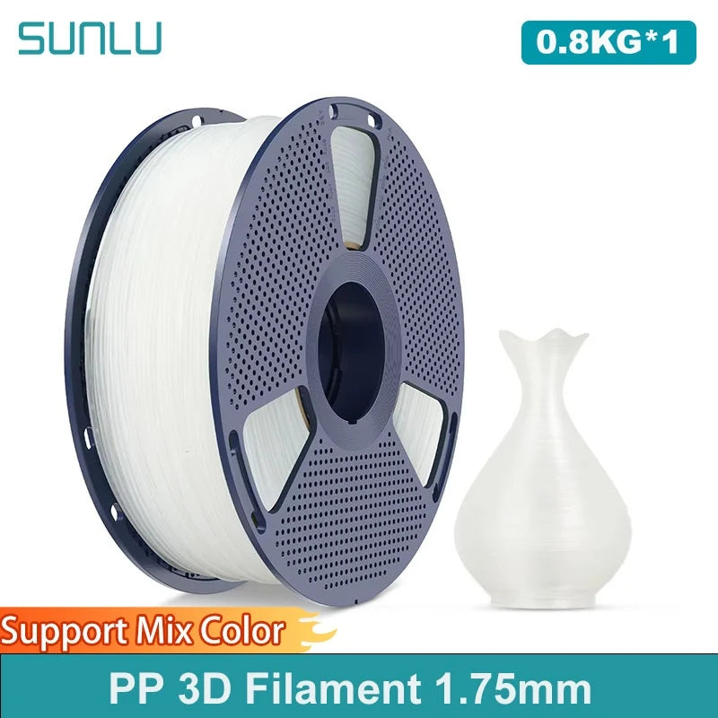 SUNLU 0.8KG PP 3D Filament 1.75mm 800g/Roll Filament Excellent Toughness Strong Fatigue Resistance Filament Fit Most FDM Printer