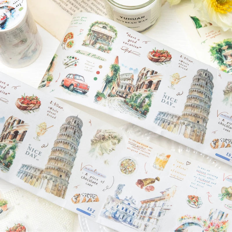 Journal GO 7.5x200cm Decorative Adhesive Washi Tape Romantic Travel Junk Journal DIY Masking Tape Scrapbooking Stickers