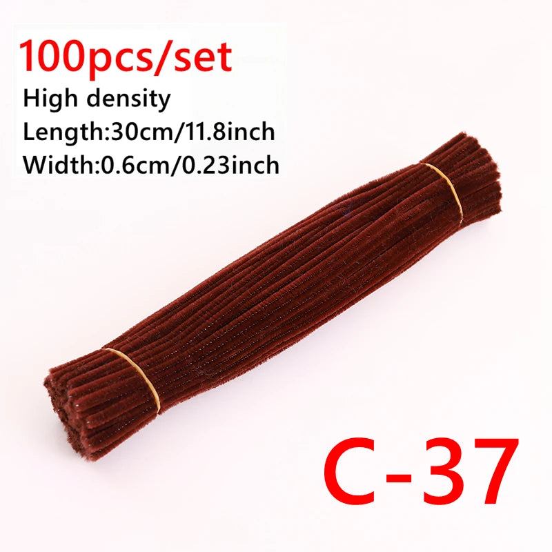 100 Pcs Colorful Chenille Stems Pipe Cleaners Plush Tinsel Stem Wired Sticks Twist Stick Hair Strip DIY Craft Educational Toys