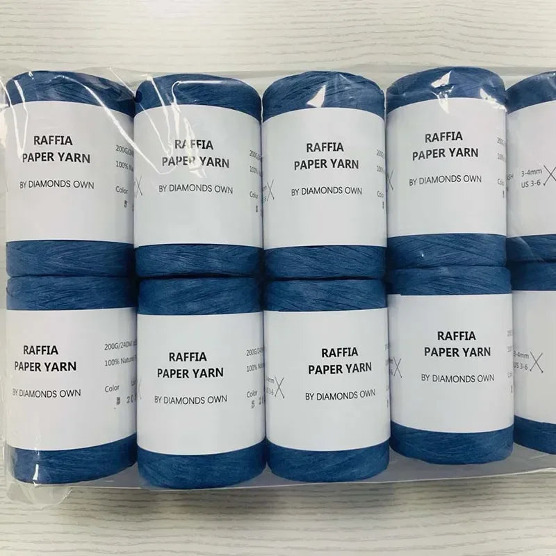 240M Home Decoration Knitting Yarn 100% Natural RAFFIA Paper Yarn Braided Cord Supplies Fiber Paper Rope DIY Summer Bag DIY
