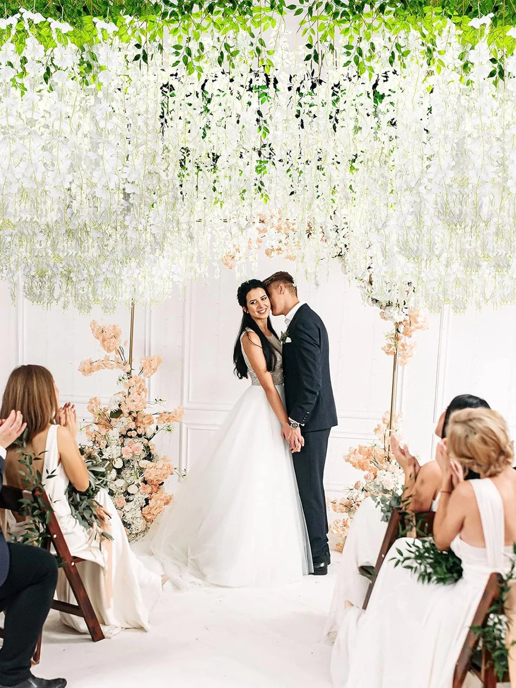 12pcs Artificial Flowers Hanging Wisteria Faux Flowers Garland Silk Vine Rattan Long String Home Outdoor Wedding Party Decor