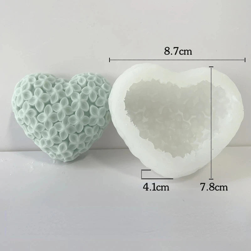 3D Heart-shaped Flower Silicone Candle Molds DIY Love Chocolate Cake Baking Soap Gypsum Handicraft Making Valentine's Day Gift