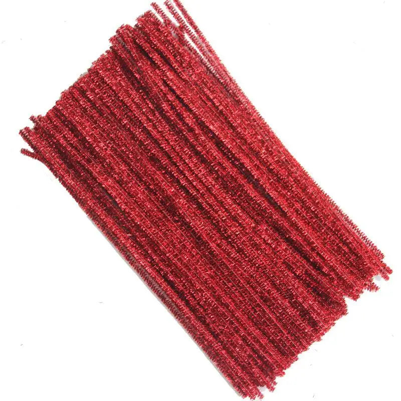 100pcs Glitter Chenille Stems Pipe Cleaners Plush Tinsel Stems Wired Sticks For Kids Educational Handmade Craft Toys Supplies