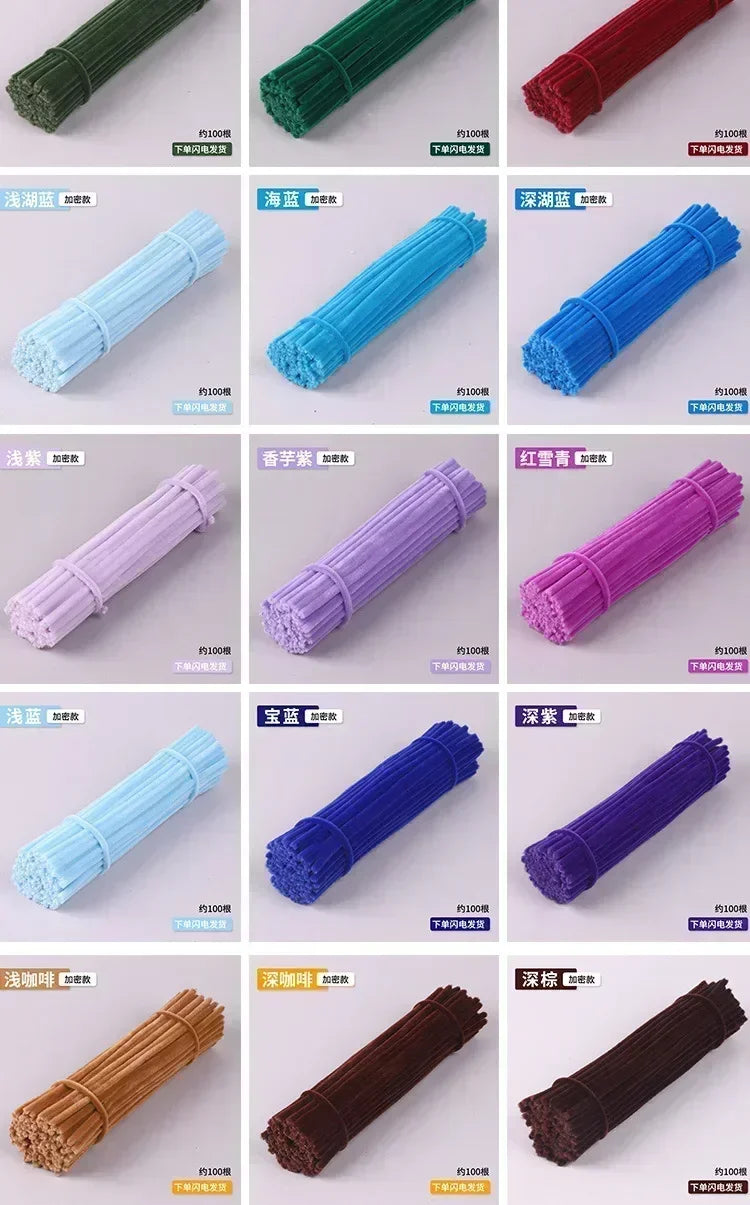 Chenille Wire Pipe Cleaners Creative Wires Cleaners Colorful Stems DIY Plush Stem Wired Twist Stick Hair Strip Kid Handmade