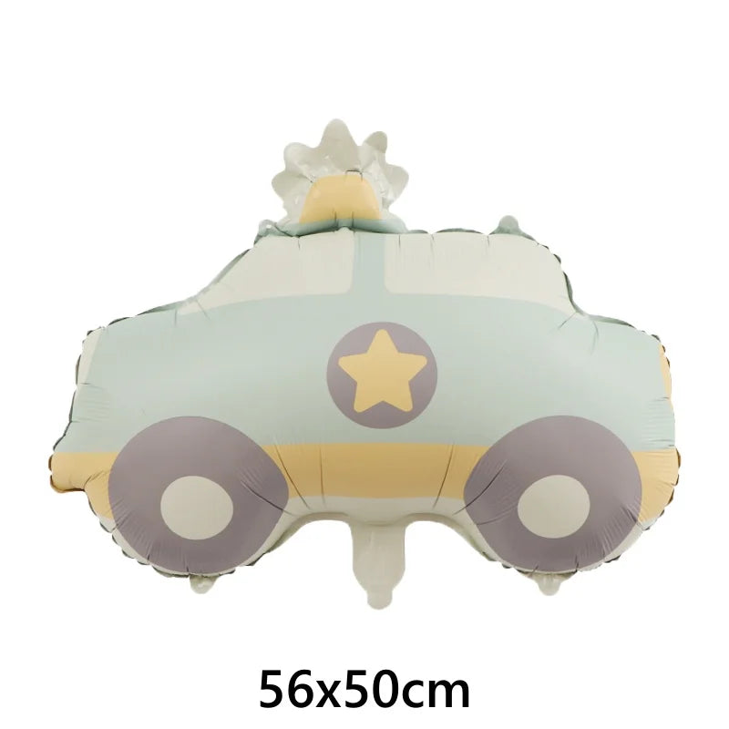 Cute Brown Bear Balloons Kids Birthday Cartoon Car Plane Rainbow Helium Globos Foil Number Balloon Baby Shower Party Decoration